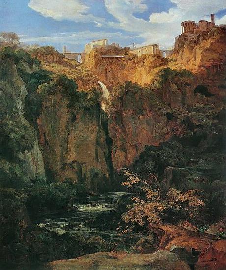 Ernst Fries Tivoli, les cascades et le temple de Vesta Spain oil painting art